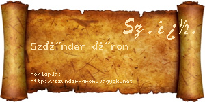 Szünder Áron névjegykártya